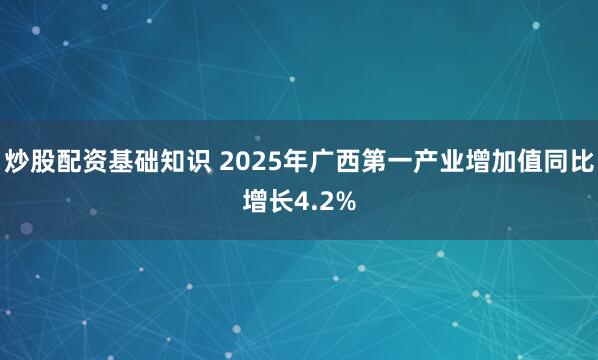 炒股配资基础知识 2025年广西第一产业增加值同比增长4.2%