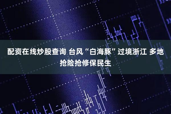 配资在线炒股查询 台风“白海豚”过境浙江 多地抢险抢修保民生